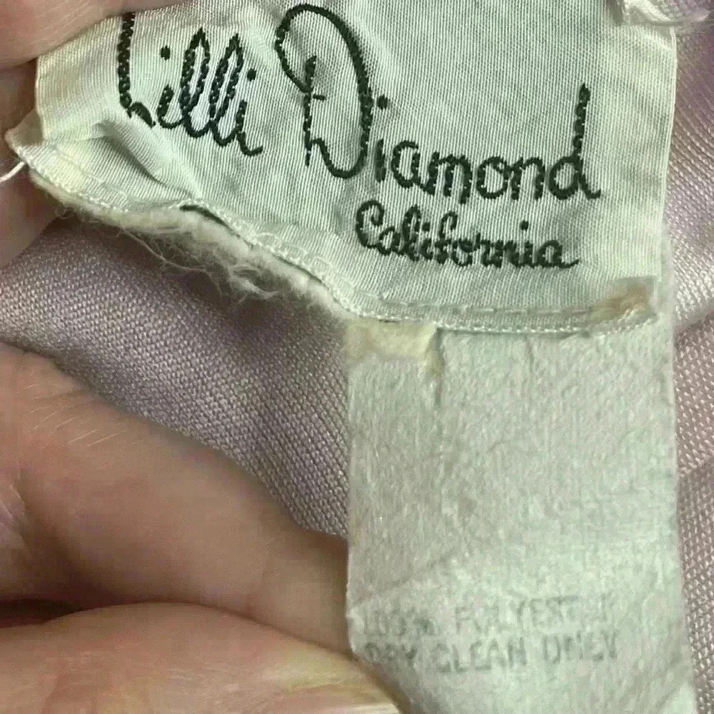 Vintage 70s Lilli Diamond Pink Gown Long Sleeve Embroidered Maxi Dress Small - Picture 8 of 12
